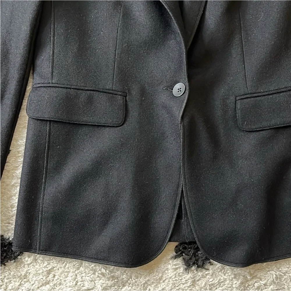 Rag & Bone Size 4 stylish and edgy 100 % wool black one button up blazer - Picture 3 of 12